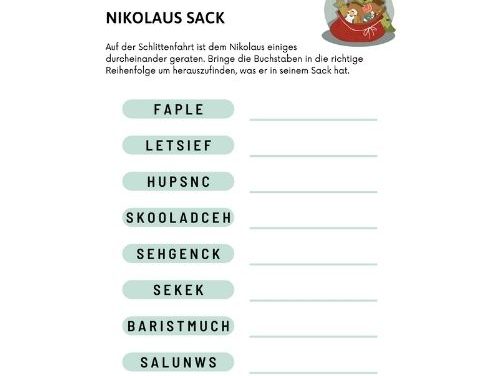 Wortpuzzle “Nikolaus Sack” DOWNLOAD