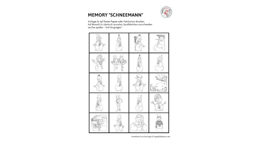 Spiel "Schneemann Memory" DOWNLOAD